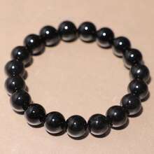 10/12/14/16mm Classic Black Agate Natural Stone Bracelet Men Charms Beaded Elastic Bracelets - 14毫米 - 查看 4