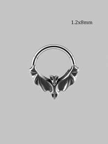 1PC Punk Retro Many Style Nose Stud Bat/Skull/Lizard/Two Dragons Cross Black Oil Drip Hinger Septum Nose Ring Stainless Steel Ear Tragus Cartilage Daith Helix Earring Unisex Gift - Steel - View 19