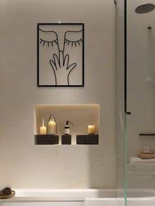 1 peça de arte de parede de metal com clipe de nariz engraçado, arte de linha de banheiro minimalista e elegante, decoração de banheiro humorística, decoração de banheiro de hóspedes, arte de linha de metal para pendurar na parede, arte e artesanato