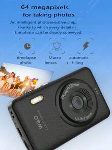 W&O 2025 New 1080P FHD Digital Camera With 32GB Card, 48MP Auto Focus , Puzzle Game,. Budget-Friendly Holiday Gift (Thanksgiving, Christmas, Halloween) - 黑色 - 查看 3
