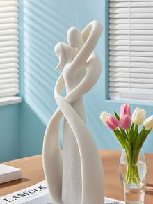 Abstract Romantic Couple Sculpture Modern Art Statue, Minimalist White Resin Lovers Figurine Ornament For Home Decor, Creative Intimate Lovers Shape Decorative Accent, Perfect Valentine's Day Anniversary Housewarming Gift For Bedroom Living Room Tabletop Decoration Suitable For Room Decoration, Home Decoration, Birthday Decoration, Kitchen, Wedding, Bedroom Decoration, Living Room Decoration, Gift, Party Decoration