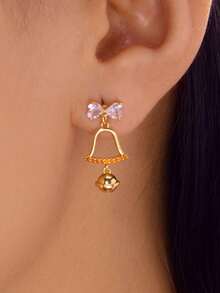 1 Pair Elegant Versatile Hollow Rhinestone Bowknot Earrings, Suitable For Men And Women, Suitable For Holidays, Parties, Daily Wear, Exquisite Halloween, Christmas, Thanksgiving, Holiday Gifts, Birthday Gifts