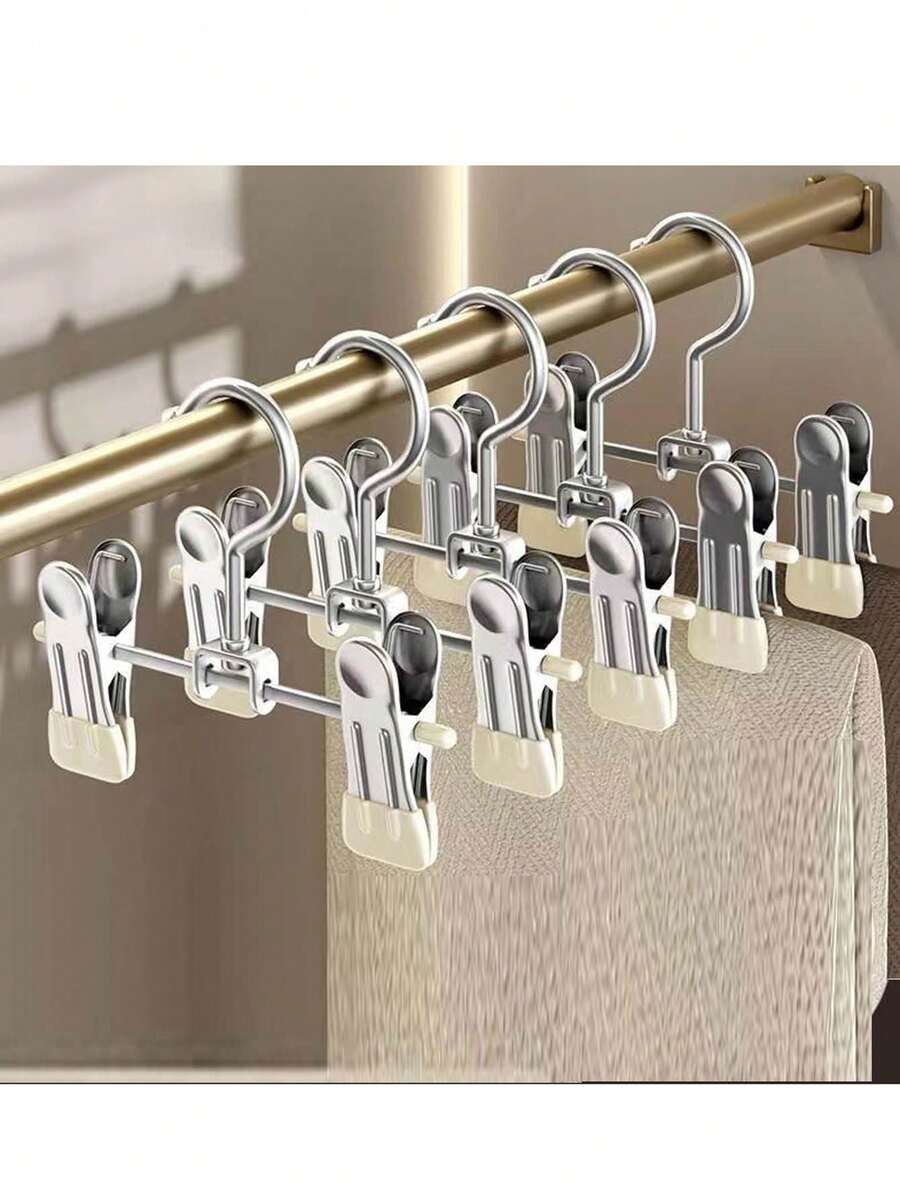 10/5 Stücke Kinderbügel, Edelstahl Clips Hosen Röcke Bügel, Multifunktions Wäscheklammern für Kinder