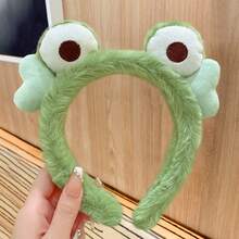 1 pieza Diadema de peluche de rana linda, diademas creativas y divertidas, aro para el cabello para mujeres, accesorios para el cabello, accesorios para la cabeza - Verde - Ver 2