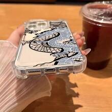 Y2K Cute Double Dragon Pattern Phone Case For IPhone 17 Air 16 15 14 13 12 11 Pro Max X XR XSMAX 8 7 Plus Shockproof Transparent Soft Back Cover - 無色 - 查看 8