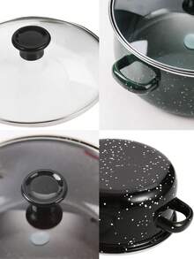 3pcs Multifunctional Enamel Pot Set, Thick Non-Stick Pot Set, Fashionable Multi-Color Enamel Pot Combination, 16cm/18cm/20cm Large Capacity, Comes With 2 Cleaning Sponges, Suitable For Gas Stove And Induction Cooktop, Ideal For Home Kitchen, Camping, Gathering