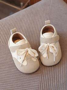 韩版女宝宝皮鞋，防滑软底婴幼儿休闲乐福鞋 - 米色 - 查看 4