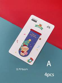 4pcs Cartoon Christmas Magnetic Bookmarks, Cute Girl Personalized Elegant Creative Bookmarks For Students, Double-Sided Paper Clip Magnetic Fridge Stickers