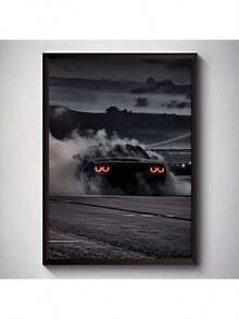 1 件艺术装饰经典跑车帆布艺术印刷品，几何车辆主题无框海报，帆布上的墨水壁挂装饰适用于家庭办公室、客厅、卧室、餐厅 - 室内肖像方向，防水印刷艺术品礼物生日毕业