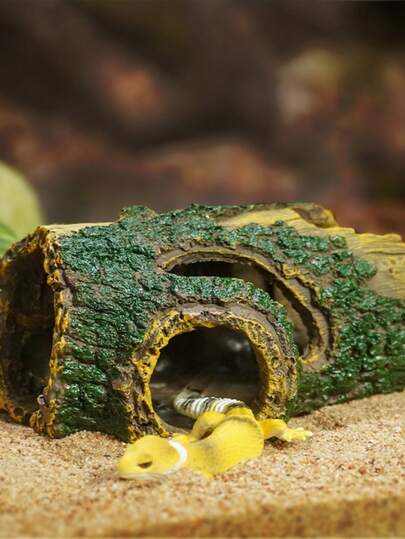 Aquarium Decor Hiding Cave, Artificial Tree Bark Hollow Tree Stump Resin Tree Hole, Reptile Hideout, Fish & Shrimp Breeding Hiding Tree Hole