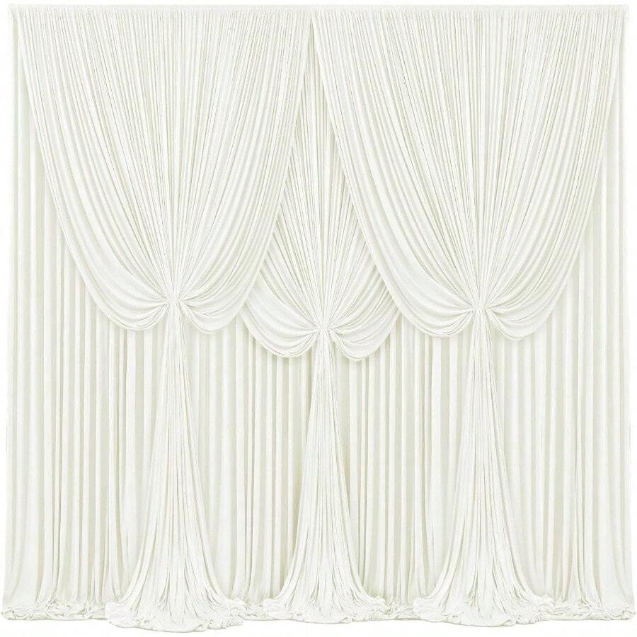 4 Panels Ivory Backdrop Curtains Wedding Party Wrinkle Backdrops Curtain Drapes Fabric Decorations Photo Back Drop Cloth Shower Photography Stage Reception 20ftx 12ftH - 5'(W) x 12'(H), 4 tấm + Ngà - Xem 1