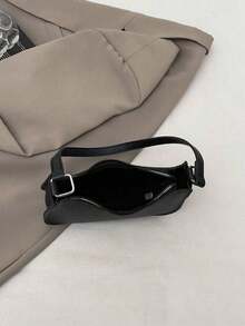 Solid Color Minimalist Zipper Closure Shou Ider Bag Stylish Simple Crescent Bag, Zipper Shoulder Bag, Faux Leather Solid Color Purse, Burg Undy Bag& New Year Ideal Gift, Fashionable Burgun Dy Bag