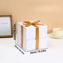 1 件方形丝带礼盒，带蝴蝶结的折叠礼盒，生日礼物，化妆品礼盒，节日礼物包装盒 - 彩色 - 查看 8