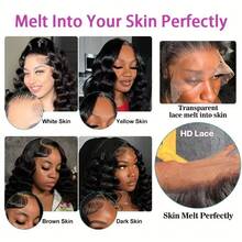 13x4 Curly Wig Human Hair 42 Inch Deep Wave Lace Front Wigs Human Hair 230_Density Ultra-Thin Lace 0.1 Millimeter Wet And Wavy Lace Front Wigs Human Hair Pre Plucked 13x6 Deep Wave Wig For Women With Baby Hair 4x4 5x5 Put On And Go Glueless Wigs Human Hair - Natural Black - View 7