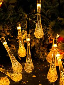 1pc/200/100pcs LED Solar Curtain Water Drop Light Light Outdoor Light, 8 Lighting Modes Fairy Light Christmas Party Wedding Home Bedroom Garden Wall Decoration, IP65 Outdoor Lighting For Festival, Christmas Decoration, Outdoor Waterproof Garden Lawn Patio Bubble Ball Colored Light, Christmas Decorative Light