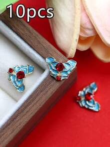 10 Pieces Per Pack Of Nail Art Nail Charm Nail Accessories, Three-Dimensional Light Luxury Chinese Style Swan Peacock Tassel Pendant, Phoenix Crown And Rosy Robe Nail Charm DIY Nail Decorations Suitable For Daily Life