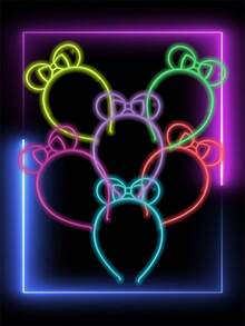 6个霓虹皇冠头箍，生日、节日派对发光装饰，夜光头箍，返校季、情人节霓虹服装配饰 - 彩色 - 查看 6