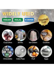 可食用闪光粉亮片珠光粉食品装饰撒粉，适用于饮料、葡萄酒、蛋糕、糖果、甜点、烘焙店、餐厅、素食 - 彩色 - 查看 5