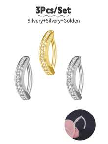 1/2/3pcs Fashionable Sexy Single Row Rhinestone Navel Ring, Women Belly Button Piercing Jewelry