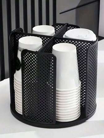 1 件塑料杯架收纳盒 - 可堆叠，多种颜色可选（白色、黑色、灰色） - 节省空间的设计，适合咖啡杯和杯盖，多用途，适用于家庭、办公室、厨房、酒吧、自助餐 - 耐用材质，易于清洁