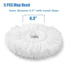 5 PCS Microfiber Replacement Mop Head Spin Mop Head Replacement 5-Pack, Microfiber Refill Heads Universal For 360 Spin Magic Mopping, Round Shape Standard Size White - 白色 - 查看 4