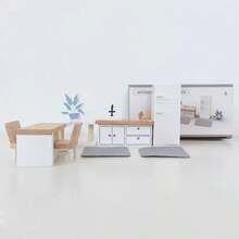 迷你家具木制厨房卧室浴室过家家仿真娃娃屋儿童玩具家具摆件 - 彩色 - 查看 9