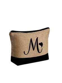 两件套女士沙滩手提包，配有可拆卸肩带，可定制A-Z字母，超大容量。肩带可根据个人喜好拆卸，包含化妆包和拉链小袋，可存放洗漱用品、零钱或文具。 - 彩色 - 查看 32