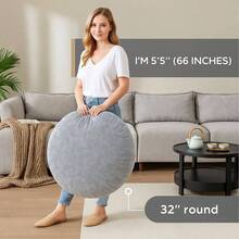 Round Floor Pillow Insert, Large Thick Meditation Cushion, 32 Inch Circular Seating Cushions, Foam Added, Advanced - 灰色 + 2 件裝 - 查看 4