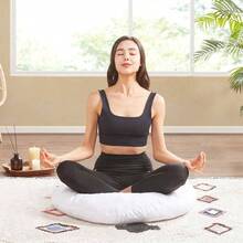 Round Floor Pillow Insert, Large Thick Meditation Cushion, 32 Inch Circular Seating Cushions, Foam Added, Advanced - 白色(僅插入)+1包 - 查看 9