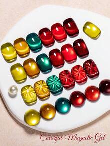 Mtssii 6PCS 7ml Shine Red Winter Christmas Cat Magnetic Gel Nail Polish Highlight Sparkling Glitter Semi Permanent Soak Off UV Gel Varnish As Women Gifts - Multicolor - View 7