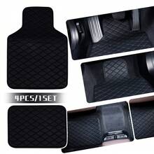Universal 4PCS Car Floor Mat Set – 2X Fully Enclosed PVC Mats + 2X Anti-Slip Automotive Mats For All Vehicles - Black - View 1