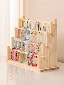 1 st smyckesställ i trä, armbands- och halsbandsställ, flerskiktad förvaringshållare för armband, ringar, örhängen, halsband, minimalistisk naturlig trädesign, oumbärlig för smyckesorganisation i hemmet