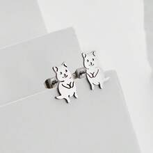 1 对小狗耳环，狗系列不锈钢可爱小狗耳环，宠物动物首饰，女士节日礼物 - GED915 - 查看 3