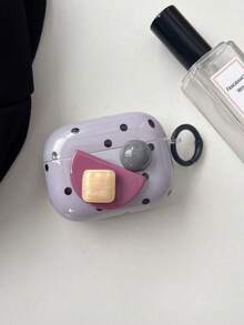 Purple Polka Dot 3D Button Earphone Case With Shell Pendant Compatible With Apple 1/2/5 - Purple - View 12