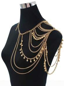 1 件时尚个性化吊坠，随机数量流苏链，百搭街头风格朋克肩带，甜美酷炫身体链设计配饰 - 多色 - 查看 11