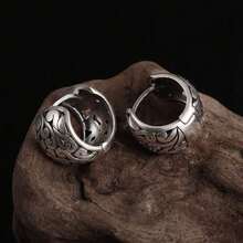 A Pair Of Vintage  Cut-Out Flower Pattern Ring Earrings, Stylish And Simple Design Hypoallergenic Earrings, Elegant Evening Jewelry Accessories For Women's Gifts - 一對 - 查看 6