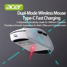 Acer OMR227 無線藍牙靜音滑鼠 多模連接 輕音按鍵設計 便攜小巧人體工學 適用於蘋果電腦商務辦公 黑色雙模 - 黑色雙模 - 查看 2