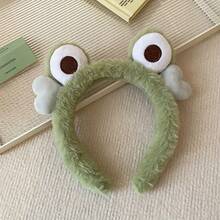 1 pieza Diadema de peluche de rana linda, diademas creativas y divertidas, aro para el cabello para mujeres, accesorios para el cabello, accesorios para la cabeza - Verde - Ver 3