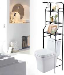 KingnetStore – Bathroom Shelf Above The Toilet | Toilet Furniture And Washing Machine Shelf | Storage With 3 Waterproof Shelves With Hooks And Towel Bar | Space-Saving Organizer For The Bathroom | White - 白色 - 查看 1