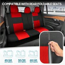 PolyPro Car Covers Full Set In Gray On Black, Front And Rear Split Covers, Easy To Install Car Seats Cover Set And Accessories Auto Trucks Van SUV - Gray - Red - View 4