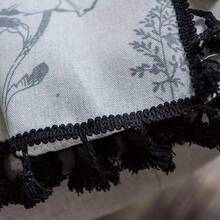 Boho Curtain With Handmade Tassels, Rod Pocket Window Treatment Vintage Rustic Bohemian French Farmhouse Semi-Blackout Print Drape For Bedroom, 1 Panel 59" W X 84" L,Grey Floral - 灰色花卉圖案59寬x84公升1包 - 查看 8