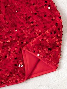 Girls' Fashionable Sequin Mini Skirt, Suitable For Parties And Gatherings (Y0847) - Red - View 3