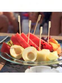 100 Espetos de Bambu para Frutas, Espetos de Frango Grelhado, Palitos de Churrasco, Garfos para Vegetais e Frutas, Palitos de Dente Apetitosos, Adequados para Festas de Aniversário, Casamentos, Reuniões de Feriados, Utensílios Descartáveis, Natal