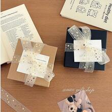 9m/Roll 2.5cm Metallic Gold Star Tulle Ribbon, Christmas Holiday Gift Wrapping Decoration Streamer, Valentine's Day Gift Decor, For Party, Flowers, Cakes, Gift Boxes, Bows, Packaging