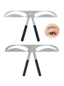 1/2支装不锈钢眉形塑造工具 - 可伸缩、可重复使用的模板，打造完美眉形，适合初学者和纹绣师，低酒精含量，眉毛化妆刷，价格实惠，圣诞礼物，化妆品，化妆工具，便宜好物，礼品，女士礼品，圣诞礼物 - 彩色 - 查看 2