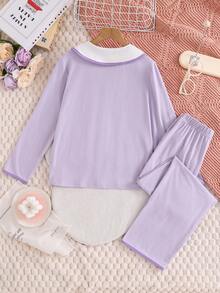 Zwei Teile Halloween Mädchen Pyjama Set - lustiges Geisterbuch Muster Strickjacke mit Knöpfen, langärmelige Hose, bequem und lässig, geeignet für den täglichen Gebrauch Zuhause im Frühling, Herbst und Winter