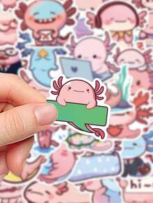 50 件/套可爱墨西哥钝口螈装饰贴纸，适用于马克杯、笔记本、手提包、礼品盒、节日礼物、派对用品、信封 - 彩色 - 查看 3