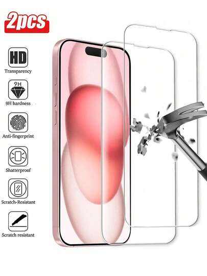2 szt. twardości 9H+, kompatybilne z 'em 16 15 14 13 12 11 Pro Max, folia ochronna na ekran (odporna na zarysowania, stłuczenia i upadki), akcesoria do telefonów, wodoodporna, odporna na wstrząsy, odporna na upadki, odporna na zarysowania, ochrona ekranu przed odciskami palców, niezbędna, do codziennego użytku, do biura i telefonu domowego.