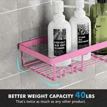 Adhesive Shower Caddy, 5 Pack Rustproof Stainless Steel Bath Organizers With Large Capacity, No Drilling Shelves For Bathroom Storage & Home Decor - Hồng - Xem 5