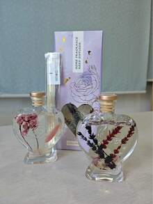 200ml Heart-Shaped Reed Diffuser - Embedded Dried Blooms, Thoughtful Gift For Home Office Use.